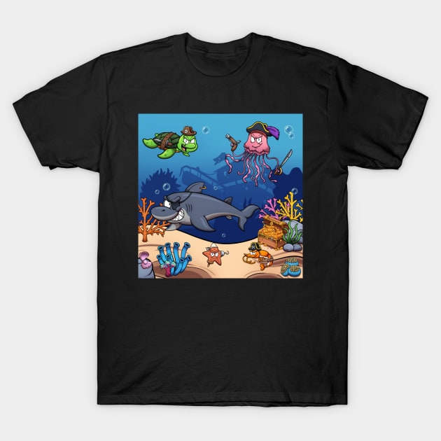 Pirate Sea Creatures T-Shirt by TheMaskedTooner